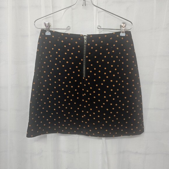 Boden Mini Skirt Velour Black Rust Polka Dot Mod Twee Retro 6P - Picture 3 of 10